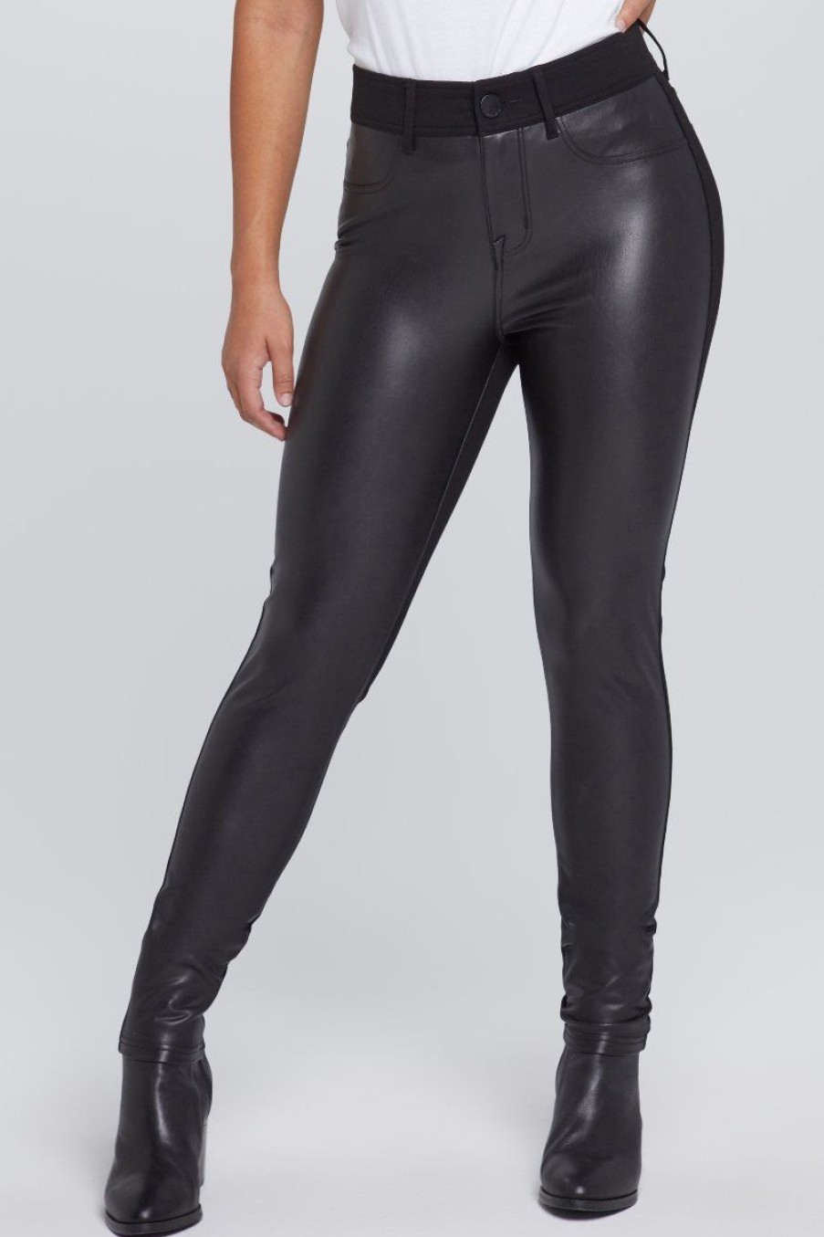 Women Seven7 Jeans Pants | Faux Leather Front Ponte Pant Black