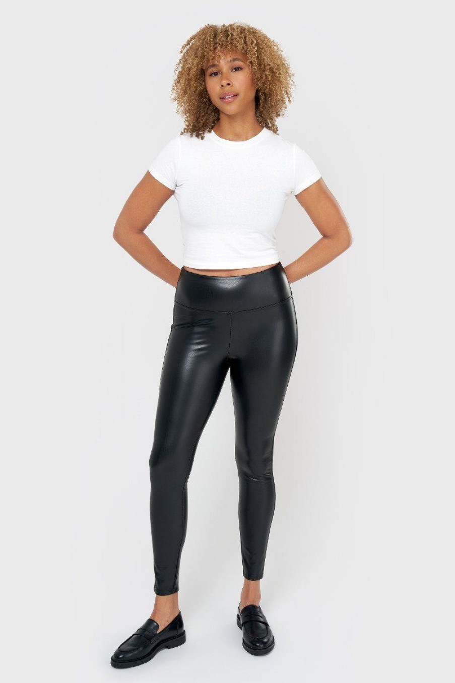 Women Seven7 Jeans Pants | High Rise Faux Leather Pull On Legging Black