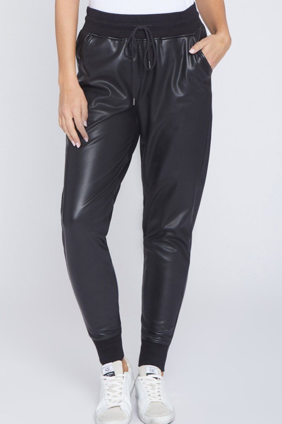 Women Seven7 Jeans Pants | Faux Leather Jogger Black