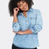 Women Seven7 Jeans Tops | Pullover Denim Henley Shirt Indigo