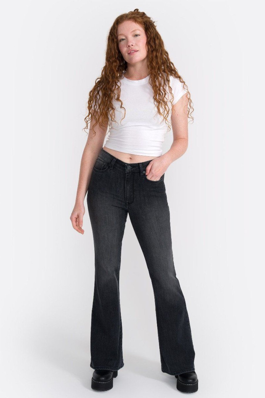 7 7 Seven7 Jeans | 7 7 Mid Rise Flare Jean Dark Enzyme