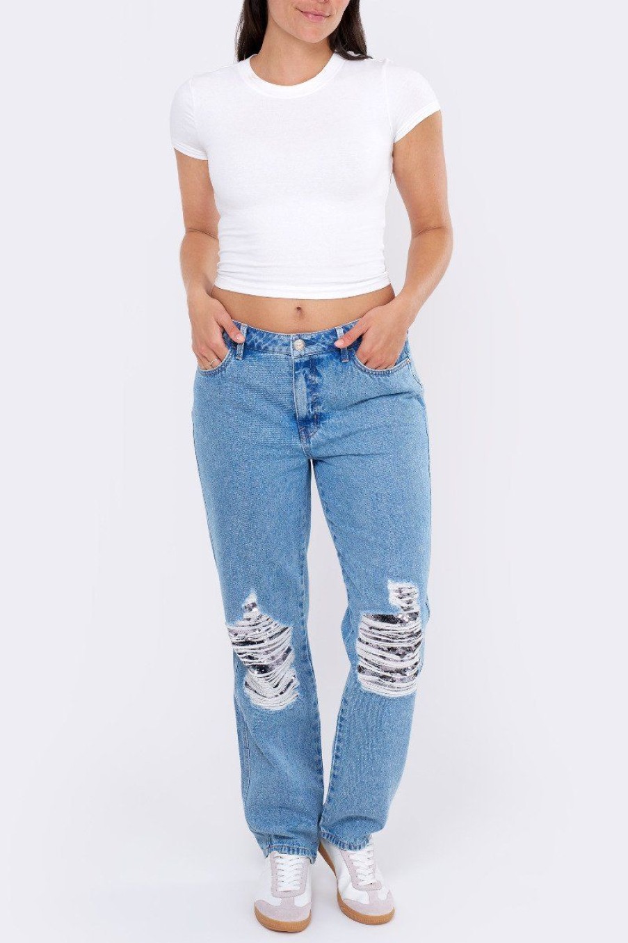 Women Seven7 Jeans Boyfriend | High Rise Limited Edition Mirror Ball Boyfriend Jean