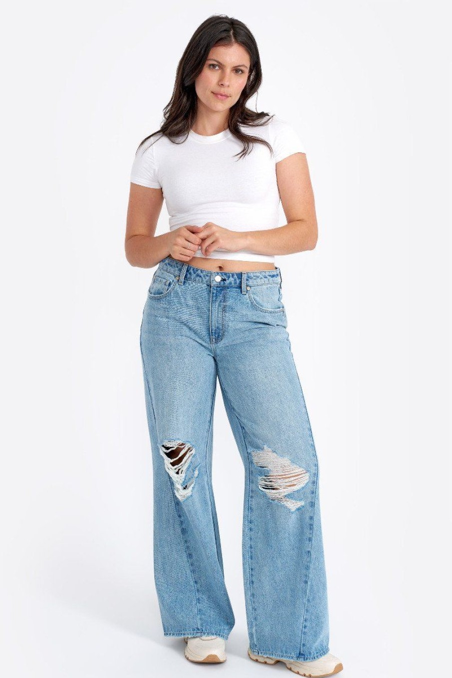 Women Seven7 Jeans Wide Leg | Mid Rise Wide Leg Twist Jean Cloud