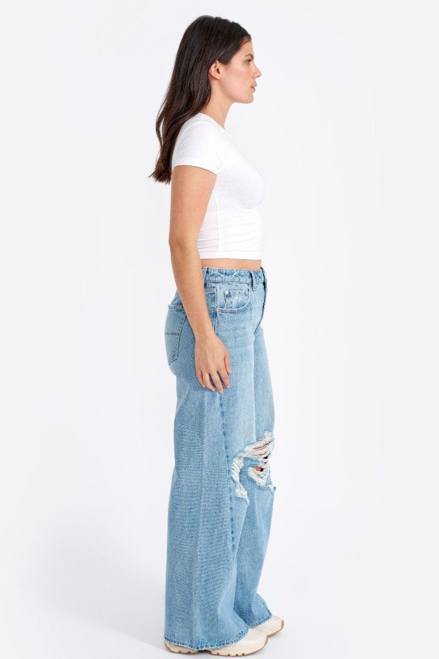 Women Seven7 Jeans Wide Leg | Mid Rise Wide Leg Twist Jean Cloud