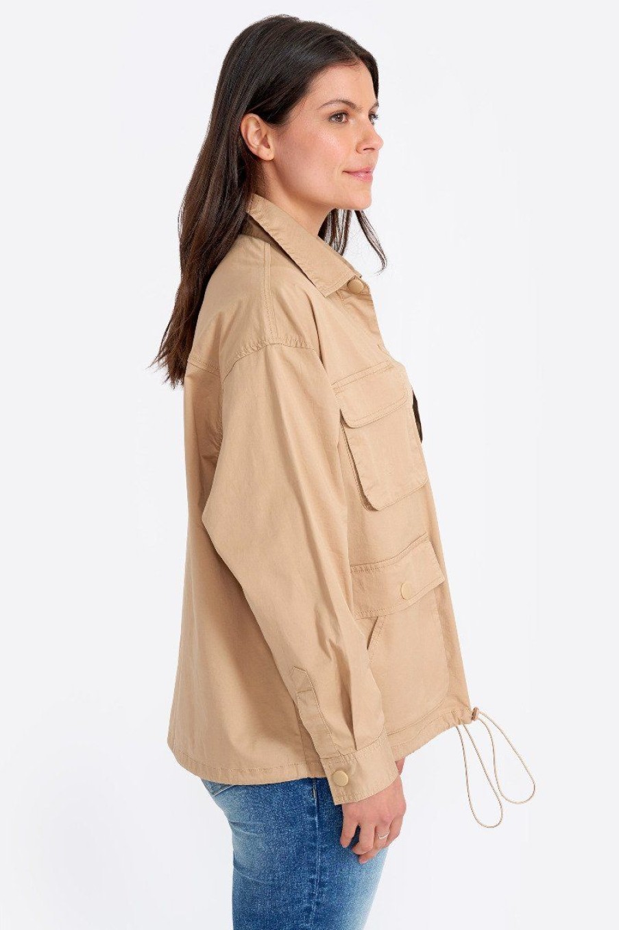 Women Seven7 Jeans Jackets | Utility Cargo Shirt Jacket Khaki