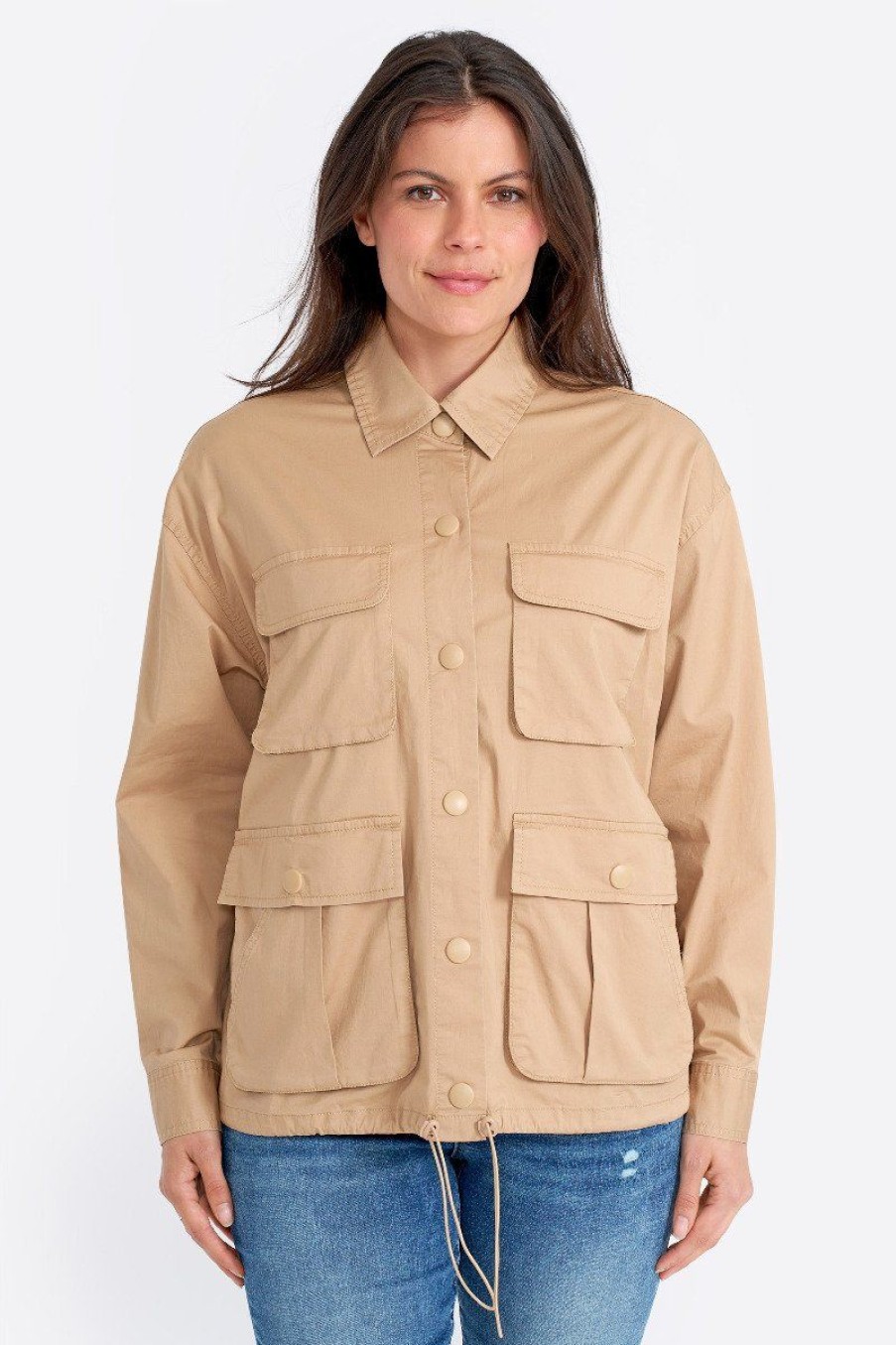 Women Seven7 Jeans Jackets | Utility Cargo Shirt Jacket Khaki