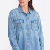 Women Seven7 Jeans Tops | Long Sleeve Camp Shirt Indigo