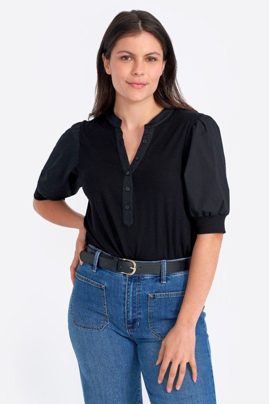 Women Seven7 Jeans Tops | Mixed Media Henley